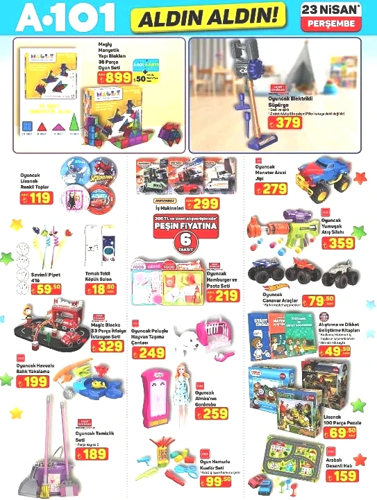 A101 AFİŞ ALDIN ALDIN ÜRÜNLERİ 23 NİSAN 2026 || A101 aktüel ürünler kataloğu bu hafta neler getiriyor A101 broşürü ile manyetik blok, iç mekan LED ekran, cam temizleme robotu, su sebili, buharlı temizleyici, trambolin geliyor